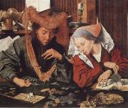 Marinus van Reymerswaele Money-changer and his wife oil